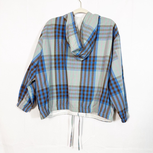 Liz Alig Portuguese Handmade Plaid Hooded Shacket Jacket Cotton - Picture 3 of 9